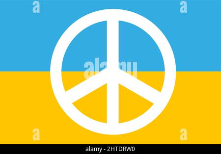 Ukraine flag in peace symbol, flat vector illustration Stock Vector