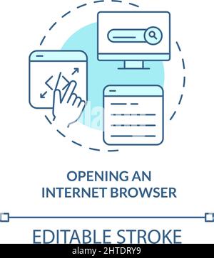 Opening internet browser turquoise concept icon Stock Vector