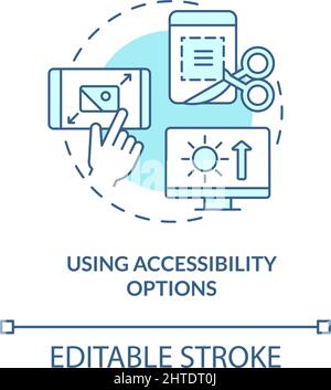Using accessibility options turquoise concept icon Stock Vector