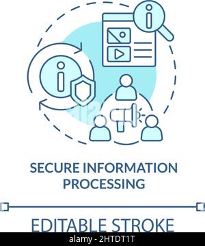 Secure information processing turquoise concept icon Stock Vector