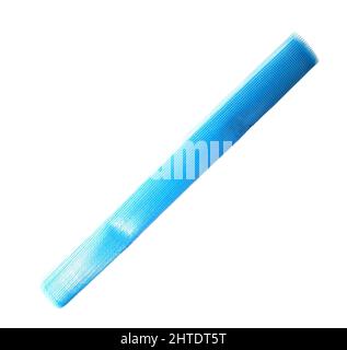 Blue reinforcing construction mesh for wall strengthening on white background, isolate. Stock Photo