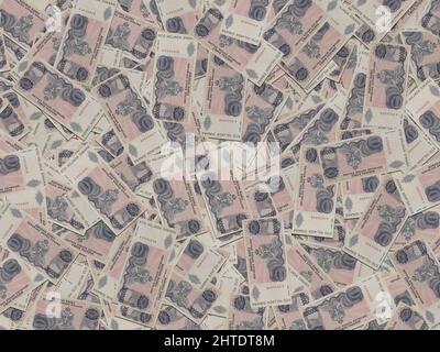 Top view of dinar banknotes from the 1990s of the Proto-state Serbian Krajina Stock Photo