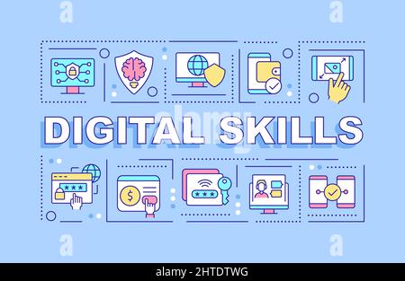 Digital skills word concepts blue banner Stock Vector