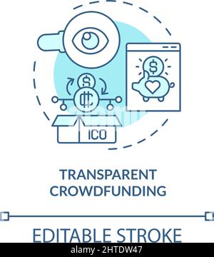 Transparent crowdfunding turquoise concept icon Stock Vector