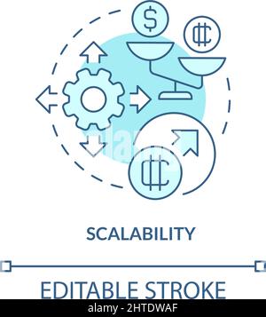 Scalability turquoise concept icon Stock Vector