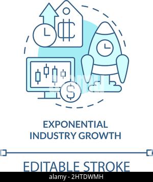Exponential industry growth turquoise concept icon Stock Vector