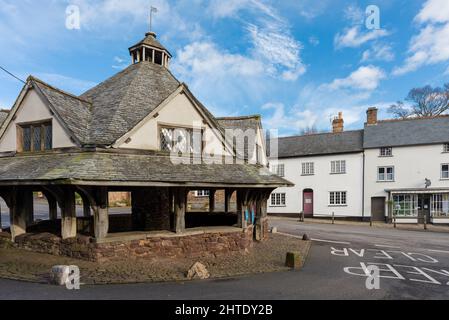 The Yarn Market in the village of Dunster on the edge of the Exmoor National Park near Minehead, Somerset, England. Stock Photo