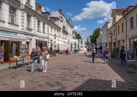 Potsdam, Germany - August 6, 2021: People on Brandenburger main shopping street in city center. Stock Photo