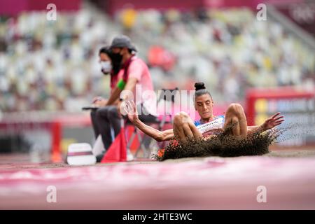 Ivana Spanovic  participating in the Tokyo 2020 Olympic Games in the long jump discipline. Stock Photo