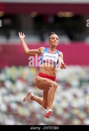 Ivana Spanovic  participating in the Tokyo 2020 Olympic Games in the long jump discipline. Stock Photo