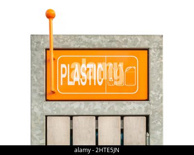 Dutch plastic disposal container isolated on a white background Stock Photo