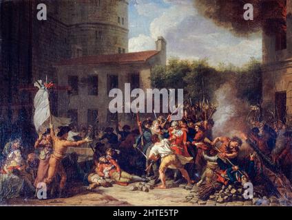 The Storming of the Bastille, July 14th 1789, the arrest of the Marquis de Launay, oil on canvas painting by Charles Thévenin, 1793 Stock Photo