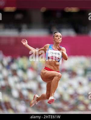 Ivana Spanovic  participating in the Tokyo 2020 Olympic Games in the long jump discipline. Stock Photo