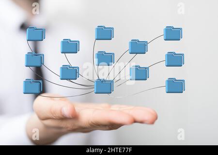 Businessman displaying a Ui of cloud computing technology internet storage concept Stock Photo