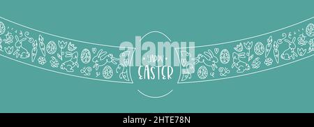 Cute hand drawn Easter design with bunnies, eggs and decoration, great for textiles, banners, wallpapers, wrapping - vector surface design Stock Vector