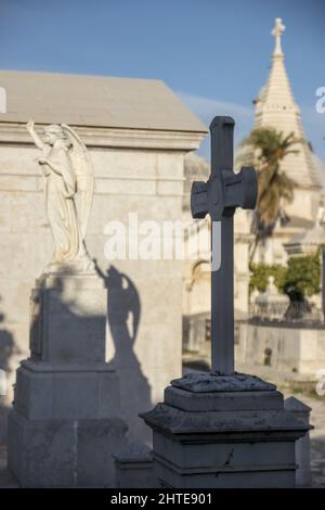 Vertical shot of Malaga Cemetery in Spain Stock Photo