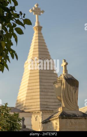 Vertical shot of Malaga Cemetery in Spain Stock Photo