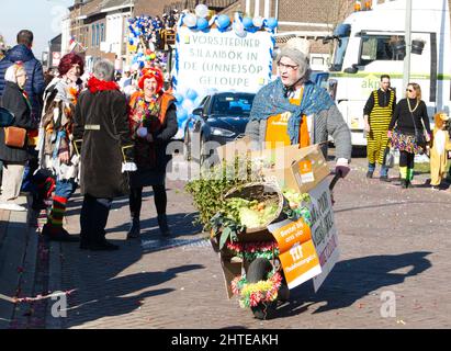 Maastricht, The Netherlands. 28th Feb 2022. A participant in the Carnival parade through the village of Amby (Maastricht). Anna Carpendale/Alamy Live News Stock Photo