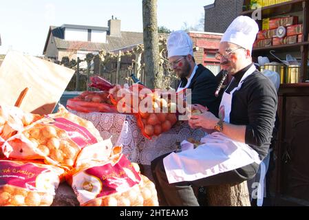 Maastricht, The Netherlands. 28th Feb 2022. Participants in the Carnival parade through the village of Amby (Maastricht). Anna Carpendale/Alamy Live News Stock Photo