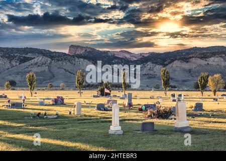 Graveyard cemetary field in Tropic near Bryce, Utah USA Stock Photo