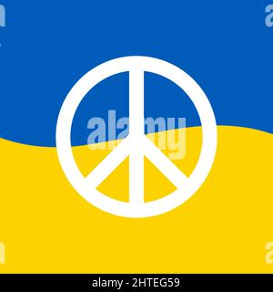 peace icon on Ukrainian flag. Save Ukraine concept. Freedom symbol, icon, button.-SupplementalCategories+=Images Stock Vector