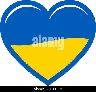 Ukraine flag icon in the shape of heart isolated on white. Save Ukraine concept. Vector Ukrainian symbol, icon, button.-SupplementalCategories+=Images Stock Vector