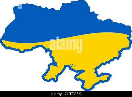 Map territory of Ukraine in Blue and Yellow Colors. Glory to Ukraine. Independent state, state color, yellow-blue Ukrainian color.-SupplementalCategor Stock Vector
