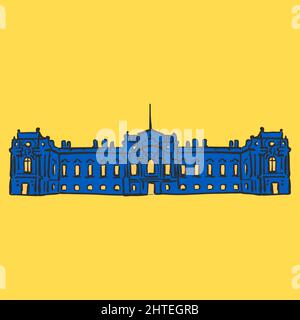 Mariyinsky Palace. Vector icon for web and print concepts in ukrainian colors. Freedom symbol, icon, button.-SupplementalCategories+=Images Stock Vector