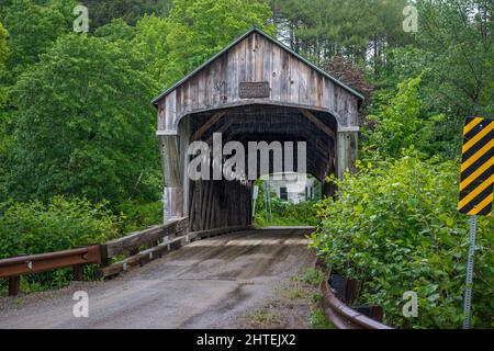 Warren Covered Bridge on the Mad River in Warren, Vermont Stock Photo