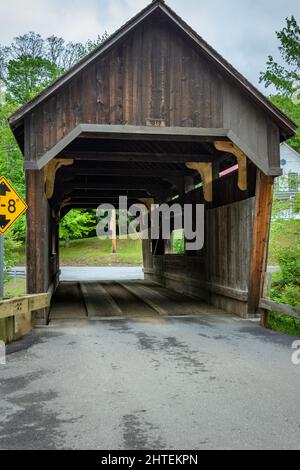 Warren Covered Bridge on the Mad River in Warren, Vermont Stock Photo