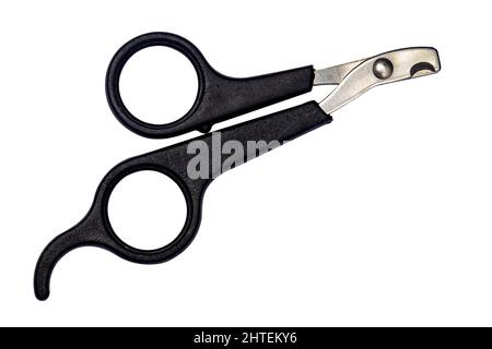 Closed pair of pet nail clippers. Isolated on a white background. Stock Photo