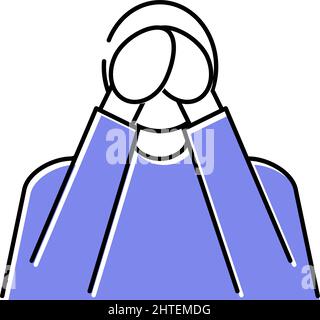 loneliness psychological problems color icon vector illustration Stock Vector