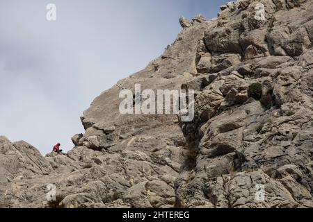 The limestone cliffs near Ventas de Zafarraya are popular with walkers and climbers. Stock Photo