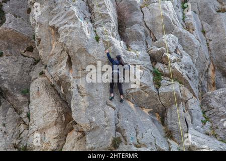 The limestone cliffs near Ventas de Zafarraya are popular with walkers and climbers. Stock Photo