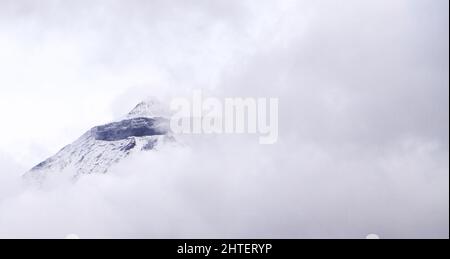 View of a Snowy mountain, Andes mountain range, Stock Photo