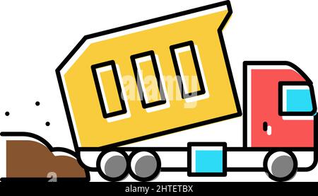 truck pouring building materials color icon vector illustration Stock Vector