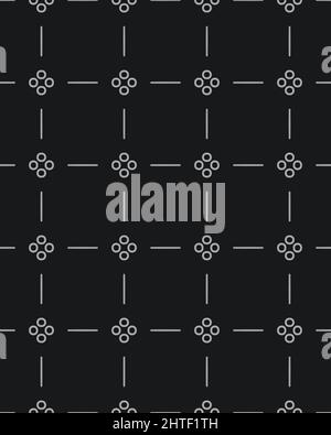 Crosses and lines on a black background - seamless tile pattern Stock Photo