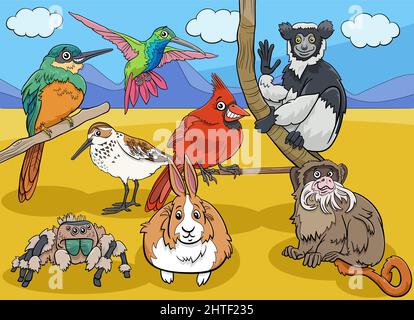 Cartoon illustrations of funny animals comic characters group Stock Vector