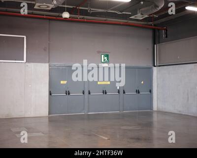 Emergency exit doors of a car parking space Stock Photo
