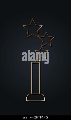 Gold STAR AWARD Statue Prize Giving Ceremony. Golden stars prize concept, Silhouette statue icon. Films and cinema symbol stock, Academy award vector Stock Vector