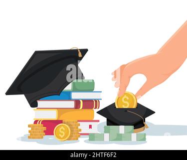 books with money loans for scholarships Stock Vector