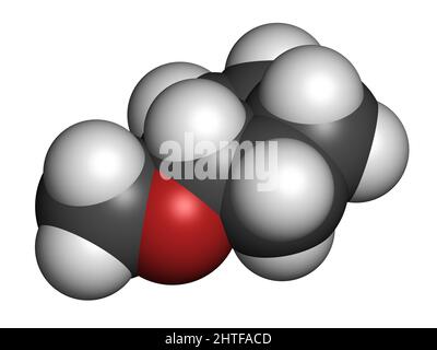 Cyclopentyl methyl ether solvent molecule 3D rendering. Stock Photo