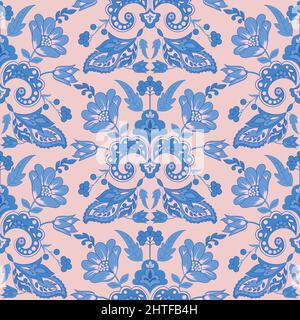 Vintage folk floral seamless pattern design for fabric, cloth design, covers, manufacturing, wallpapers, print, gift wrap and fashion. Stock Vector