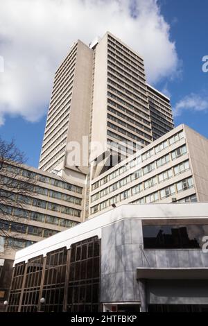 Closeup of the exterior of The Holiday Inn London Kensington