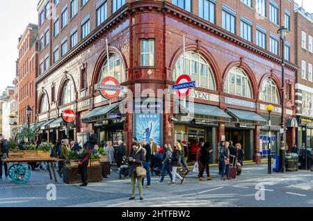 An exterior view of Covent Garden London Underground Station. Stock Photo