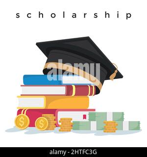 books and money loans for scholarships Stock Vector