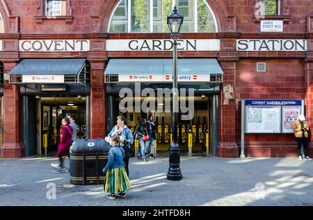 An exterior view of Covent Garden London Underground Station. Stock Photo