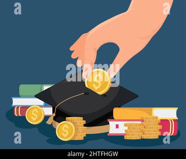 money and graduation hat loans for scholarships Stock Vector