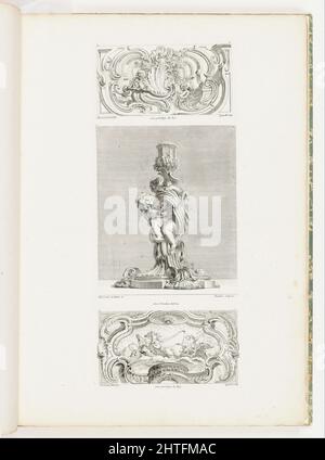 Juste-Aurèle Meissonnier - Ornament Panel with Shell Fountain Flanked by Garlands and Volutes, pl. 22 in Oeuvre de Juste-Aurèle... Stock Photo