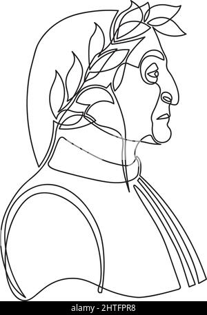 Dante Alighieri portrait single line on white Stock Vector